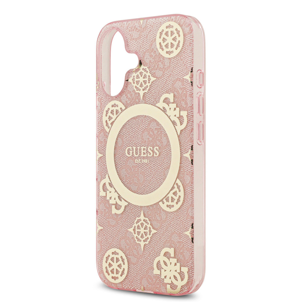 Guess iPhone 17 Backcover hoesje - MagSafe - Peony on 4G Background - Roze-Hoesjes-Ilumina Benelux