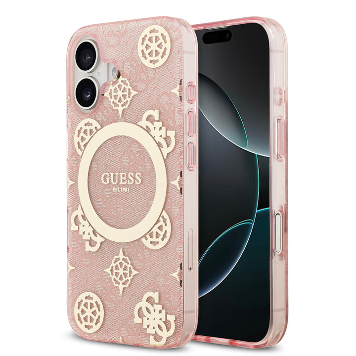 Guess iPhone 17 Backcover hoesje - MagSafe - Peony on 4G Background - Roze-Hoesjes-Ilumina Benelux