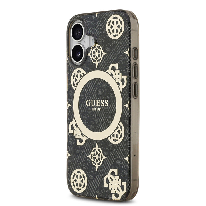 Guess iPhone 17 Backcover hoesje - MagSafe - Peony on 4G Background - Zwart-Hoesjes-Ilumina Benelux