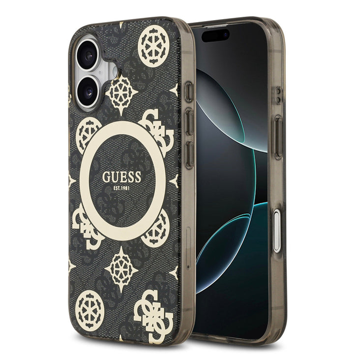 Guess iPhone 17 Backcover hoesje - MagSafe - Peony on 4G Background - Zwart-Hoesjes-Ilumina Benelux