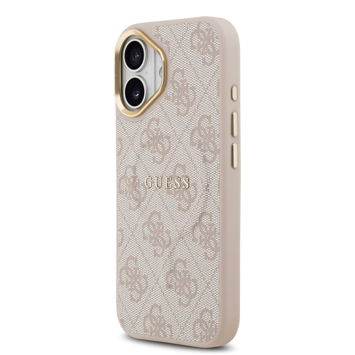 Guess iPhone 17 Backcover hoesje - Magsafe - 4G Classic Logo - Gold Edge - Roze-Hoesjes-Ilumina Benelux
