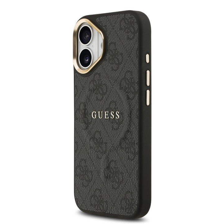 Guess iPhone 17 Backcover hoesje - Magsafe - 4G Classic Logo - Gold Edge - Zwart-Hoesjes-Ilumina Benelux