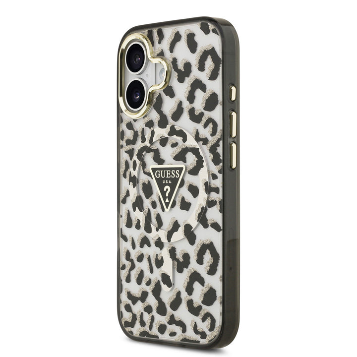 Guess iPhone 17 Backcover hoesje - Magsafe - Leopard Glitter Edition - Zwart-Hoesjes-Ilumina Benelux