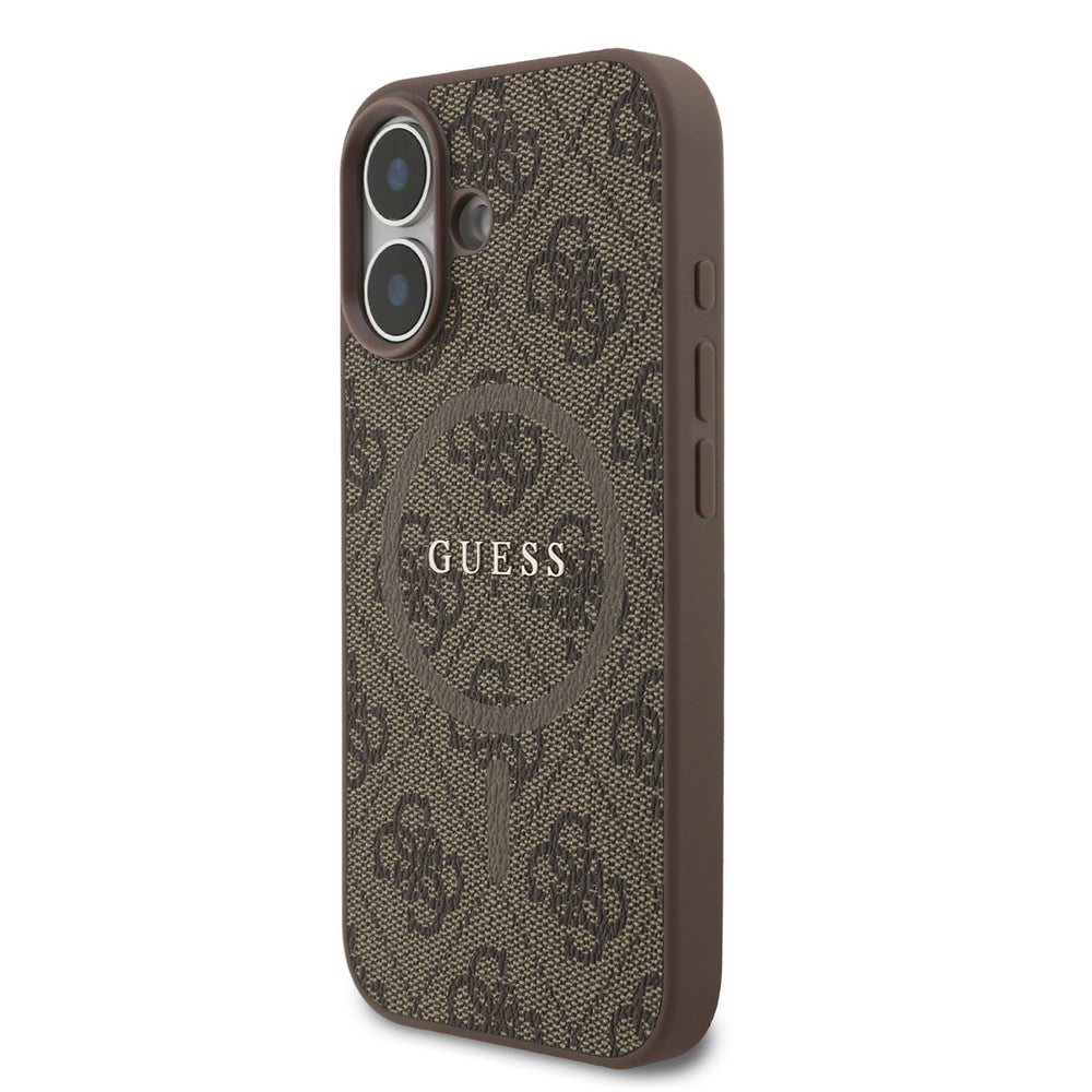 Guess iPhone 17 Backcover hoesje - Magsafe PU Leather - 4G Classic Logo - Bruin-Hoesjes-Ilumina Benelux