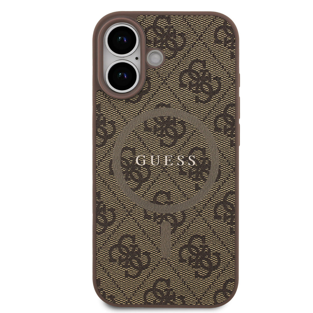 Guess iPhone 17 Backcover hoesje - Magsafe PU Leather - 4G Classic Logo - Bruin-Hoesjes-Ilumina Benelux