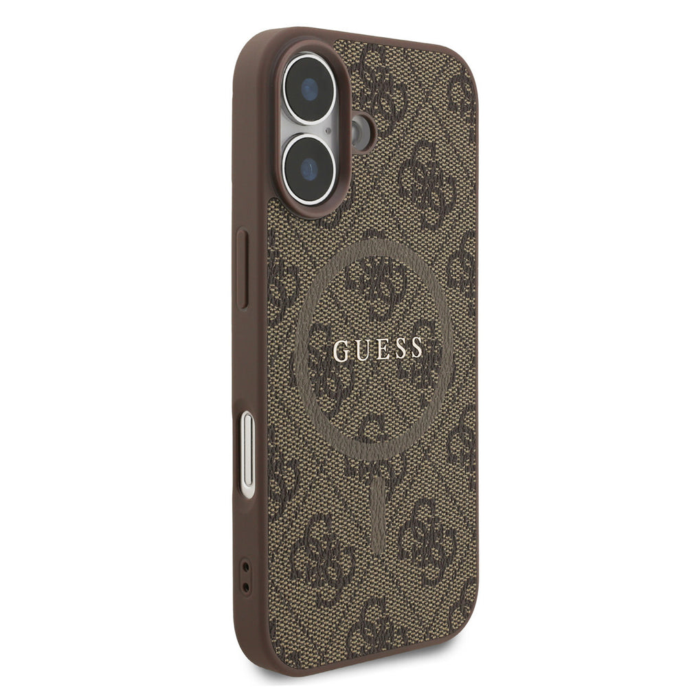 Guess iPhone 17 Backcover hoesje - Magsafe PU Leather - 4G Classic Logo - Bruin-Hoesjes-Ilumina Benelux