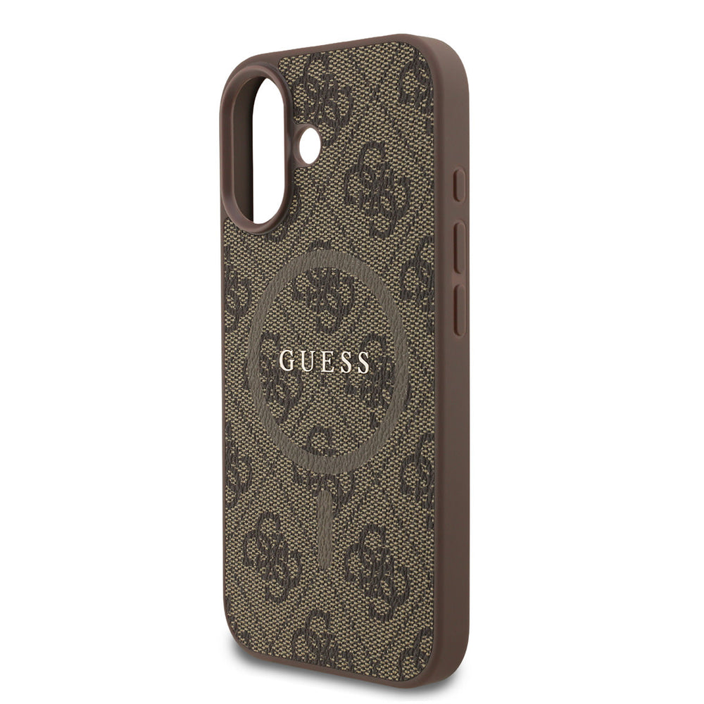 Guess iPhone 17 Backcover hoesje - Magsafe PU Leather - 4G Classic Logo - Bruin-Hoesjes-Ilumina Benelux