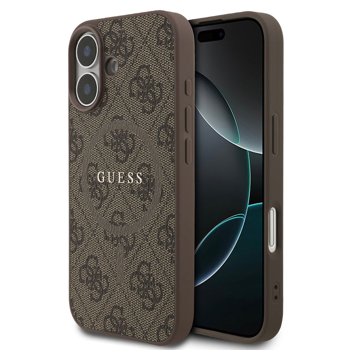 Guess iPhone 17 Backcover hoesje - Magsafe PU Leather - 4G Classic Logo - Bruin-Hoesjes-Ilumina Benelux