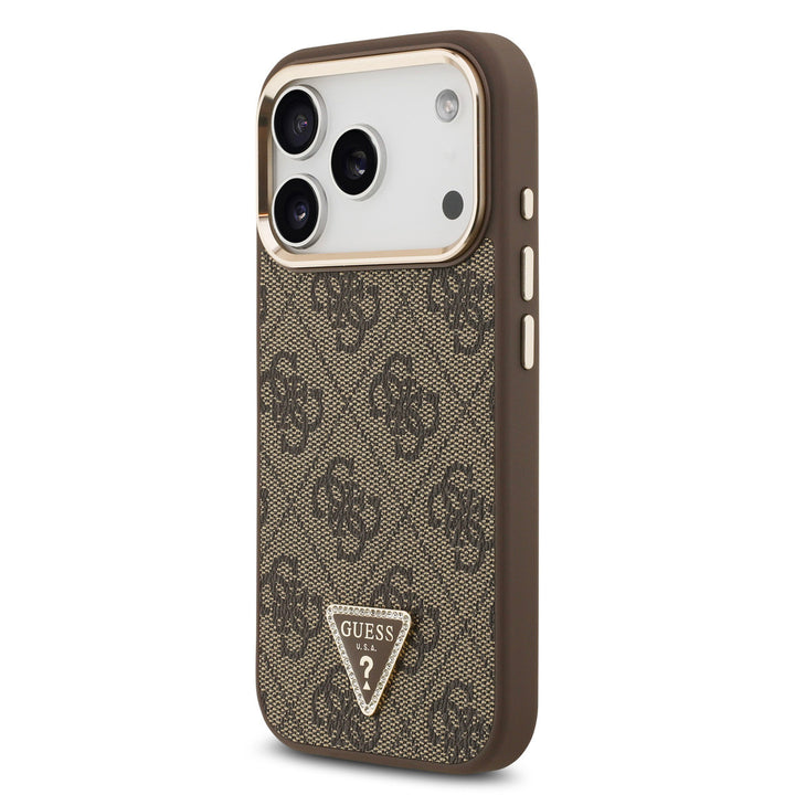 Guess iPhone 17 Pro Back Cover hoesje - MagSafe - 4G Triangle - Bruin-Hoesjes-Ilumina Benelux