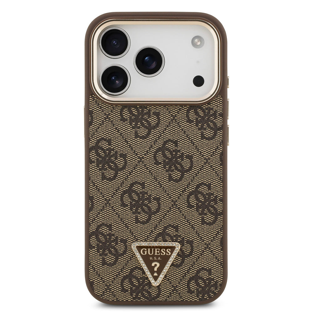 Guess iPhone 17 Pro Back Cover hoesje - MagSafe - 4G Triangle - Bruin-Hoesjes-Ilumina Benelux