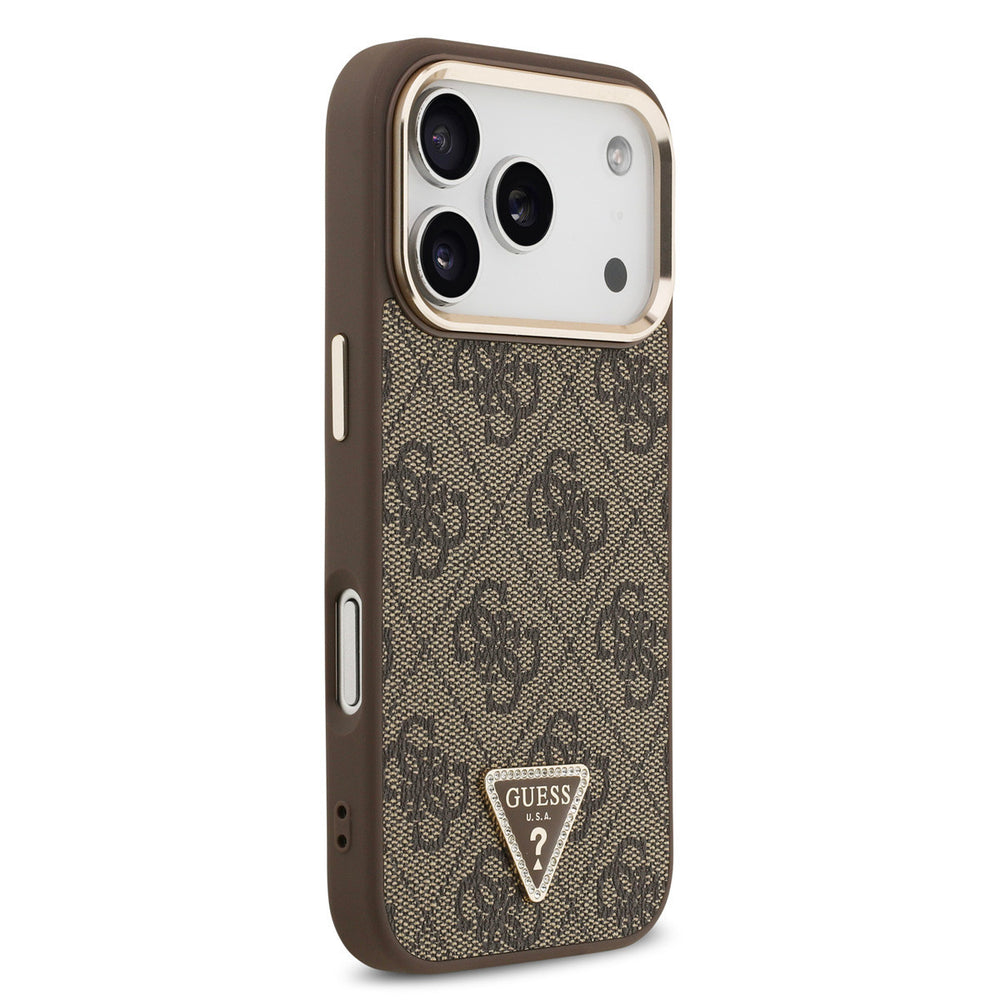 Guess iPhone 17 Pro Back Cover hoesje - MagSafe - 4G Triangle - Bruin-Hoesjes-Ilumina Benelux