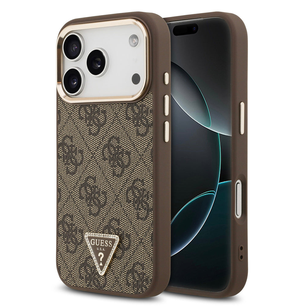 Guess iPhone 17 Pro Back Cover hoesje - MagSafe - 4G Triangle - Bruin-Hoesjes-Ilumina Benelux