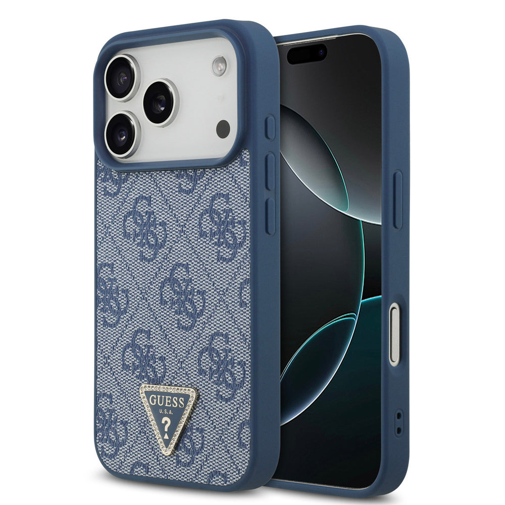 Guess iPhone 17 Pro Back Cover hoesje - MagSafe - 4G Triangle Logo - Blauw-Hoesjes-Ilumina Benelux