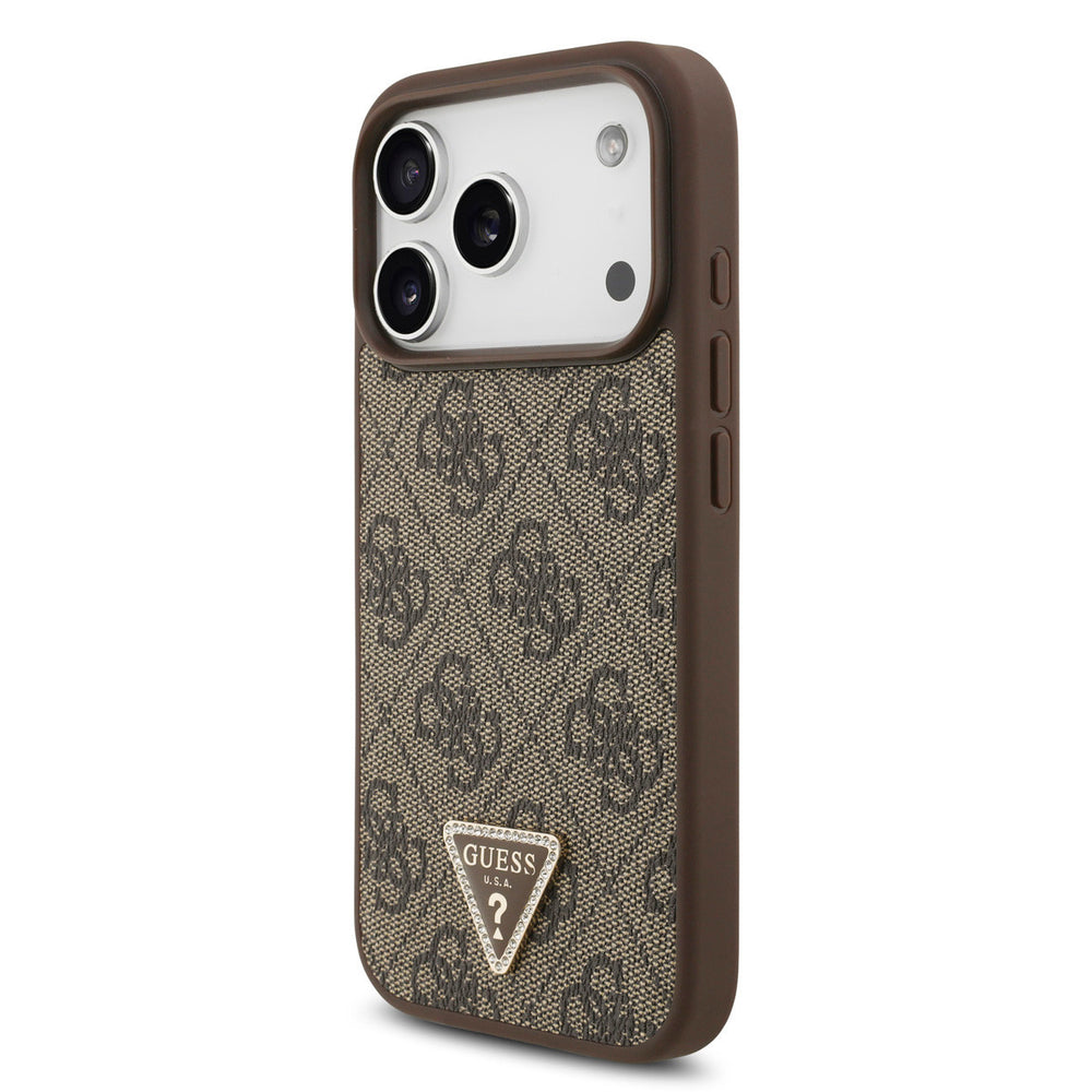 Guess iPhone 17 Pro Back Cover hoesje - MagSafe - 4G Triangle Logo - Bruin-Hoesjes-Ilumina Benelux