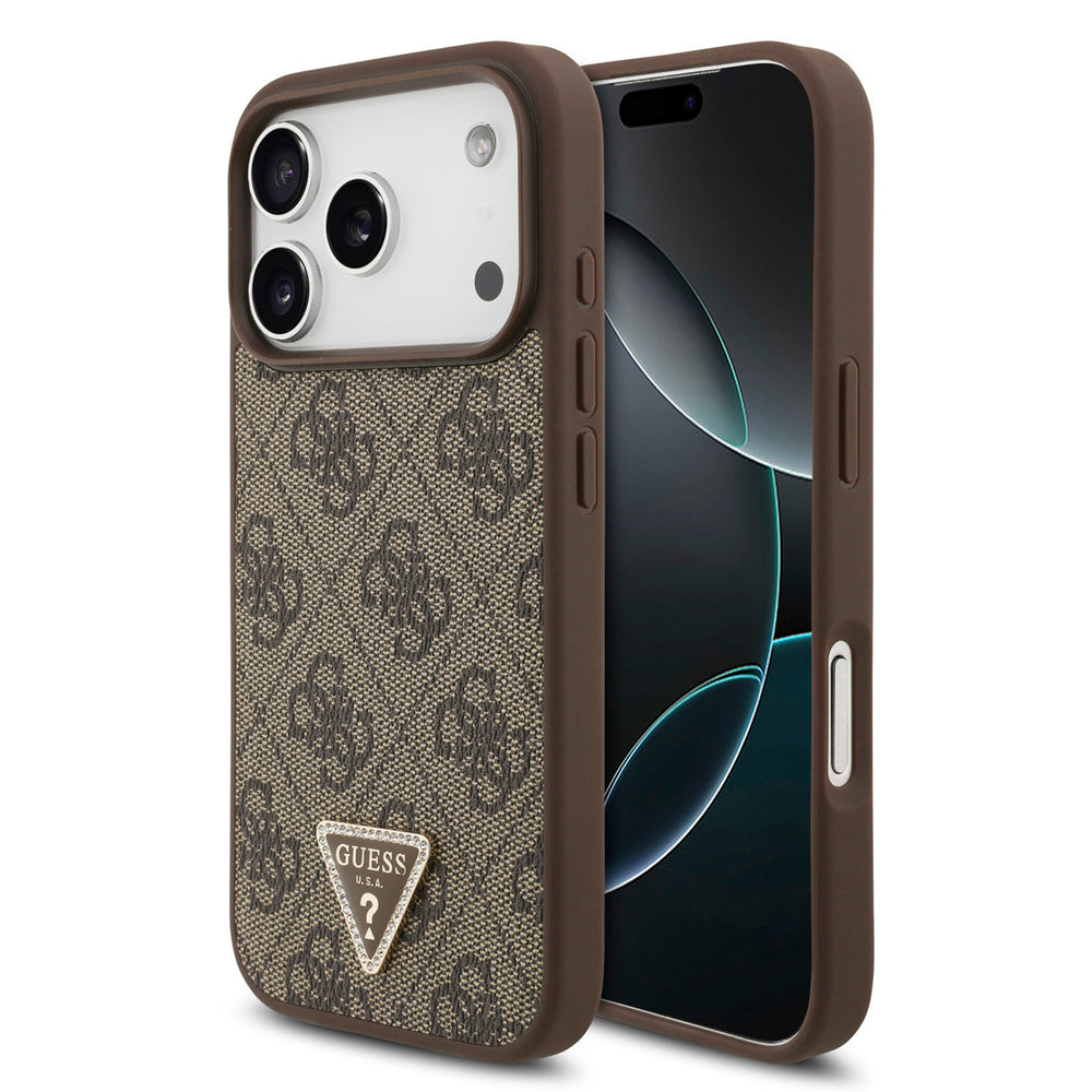 Guess iPhone 17 Pro Back Cover hoesje - MagSafe - 4G Triangle Logo - Bruin-Hoesjes-Ilumina Benelux