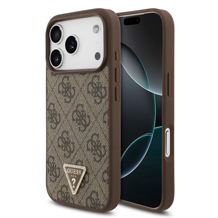Guess iPhone 17 Pro Back Cover hoesje - MagSafe - 4G Triangle Logo - Bruin-Hoesjes-Ilumina Benelux