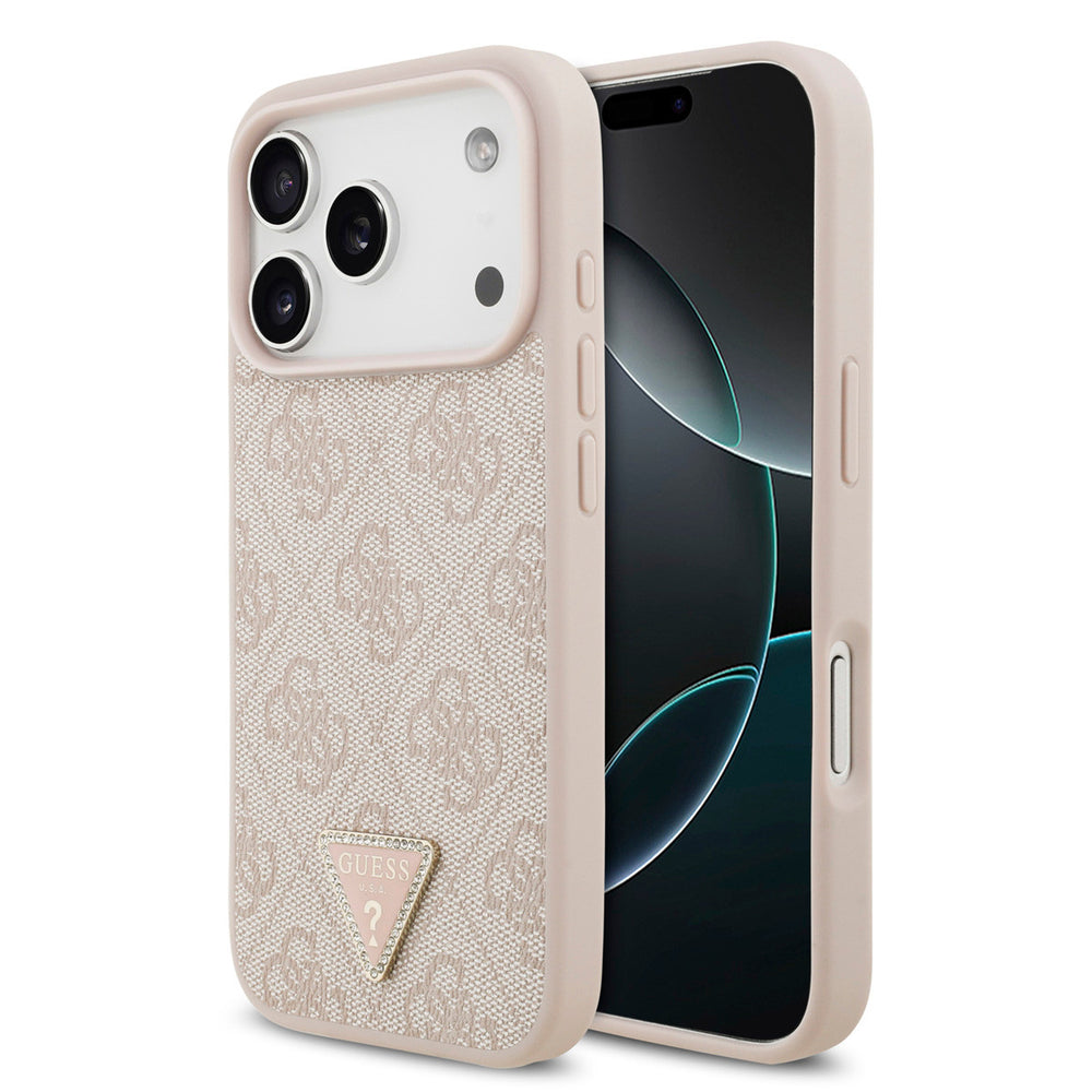 Guess iPhone 17 Pro Back Cover hoesje - MagSafe - 4G Triangle Logo - Roze-Hoesjes-Ilumina Benelux