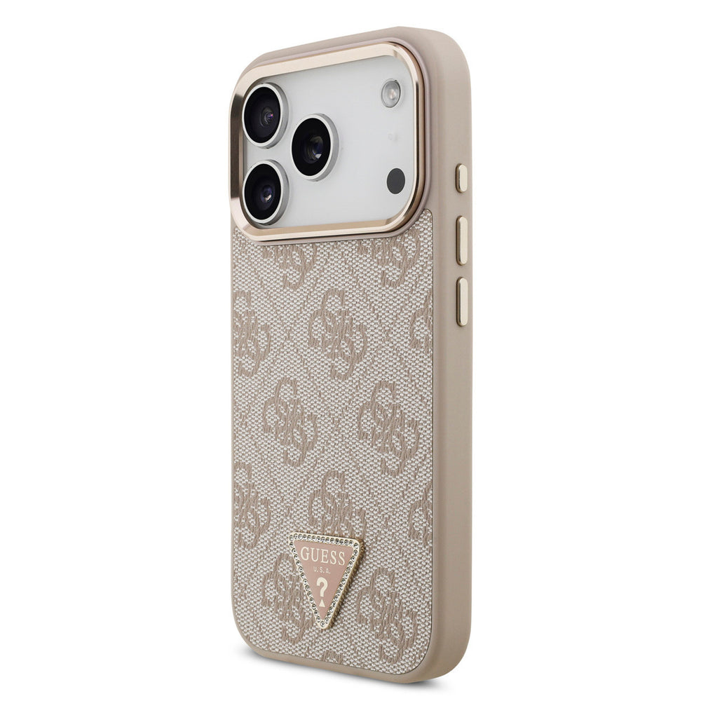 Guess iPhone 17 Pro Back Cover hoesje - MagSafe - 4G Triangle - Roze-Hoesjes-Ilumina Benelux