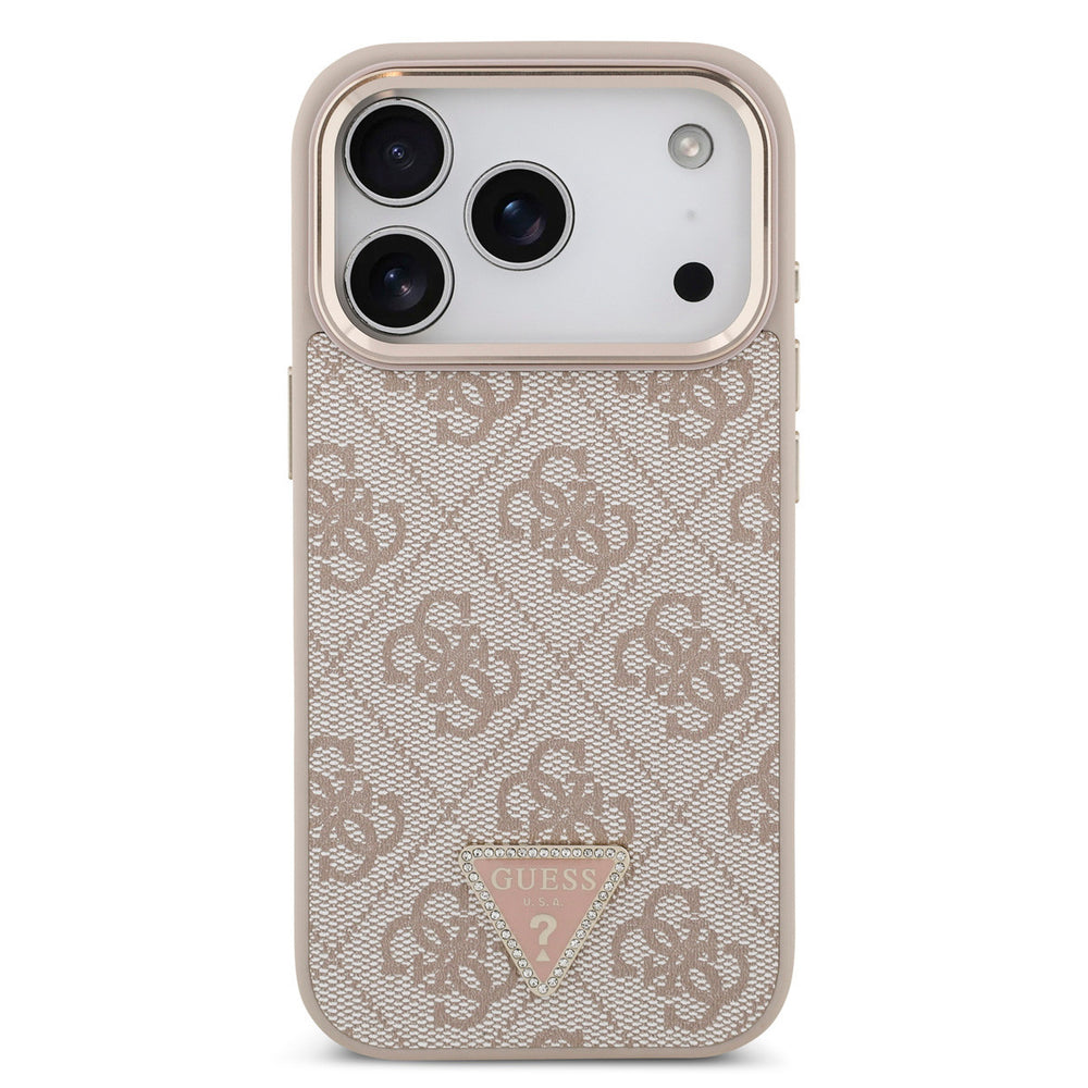 Guess iPhone 17 Pro Back Cover hoesje - MagSafe - 4G Triangle - Roze-Hoesjes-Ilumina Benelux