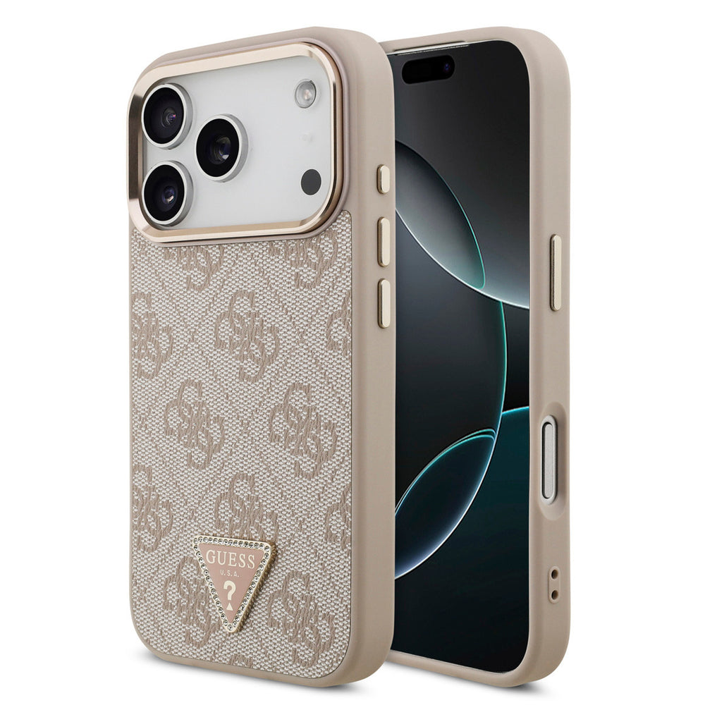 Guess iPhone 17 Pro Back Cover hoesje - MagSafe - 4G Triangle - Roze-Hoesjes-Ilumina Benelux