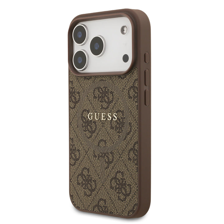 Guess iPhone 17 Pro Back Cover hoesje - Magsafe PU Leather - 4G Classic - Bruin-Hoesjes-Ilumina Benelux