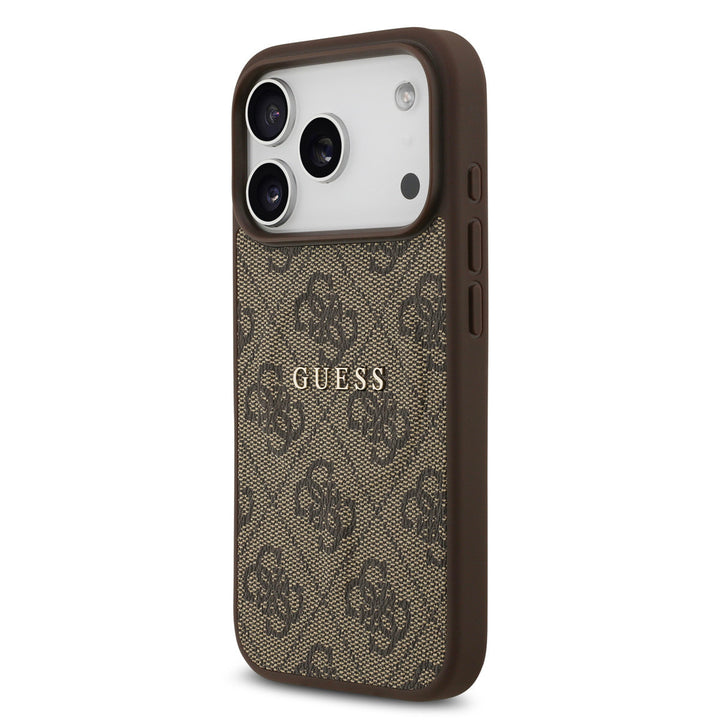 Guess iPhone 17 Pro Back Cover hoesje - Magsafe PU Leather - 4G Classic Logo - Bruin-Hoesjes-Ilumina Benelux