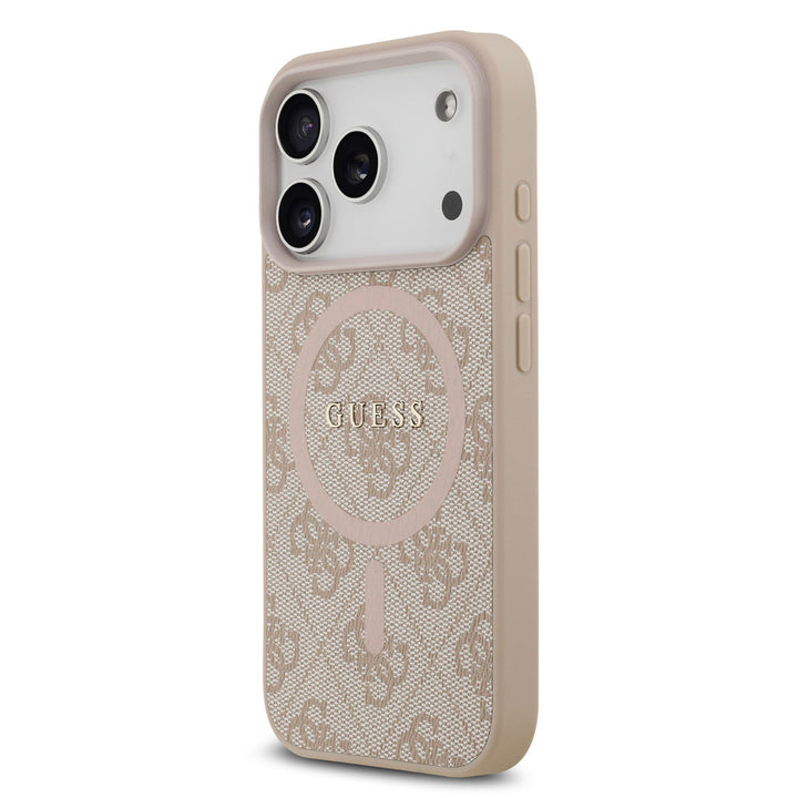 Guess iPhone 17 Pro Back Cover hoesje - Magsafe PU Leather - 4G Classic - Roze-Hoesjes-Ilumina Benelux