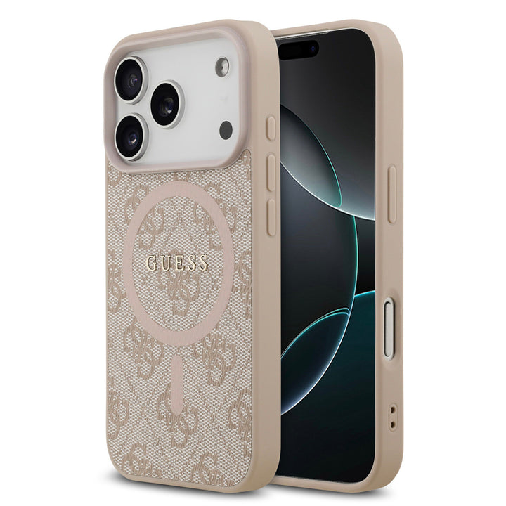 Guess iPhone 17 Pro Back Cover hoesje - Magsafe PU Leather - 4G Classic - Roze-Hoesjes-Ilumina Benelux