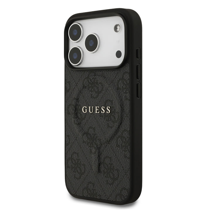 Guess iPhone 17 Pro Back Cover hoesje - Magsafe PU Leather - 4G Classic - Zwart-Hoesjes-Ilumina Benelux
