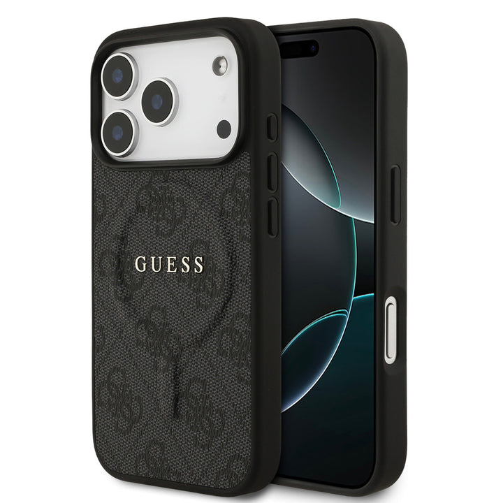 Guess iPhone 17 Pro Back Cover hoesje - Magsafe PU Leather - 4G Classic - Zwart-Hoesjes-Ilumina Benelux