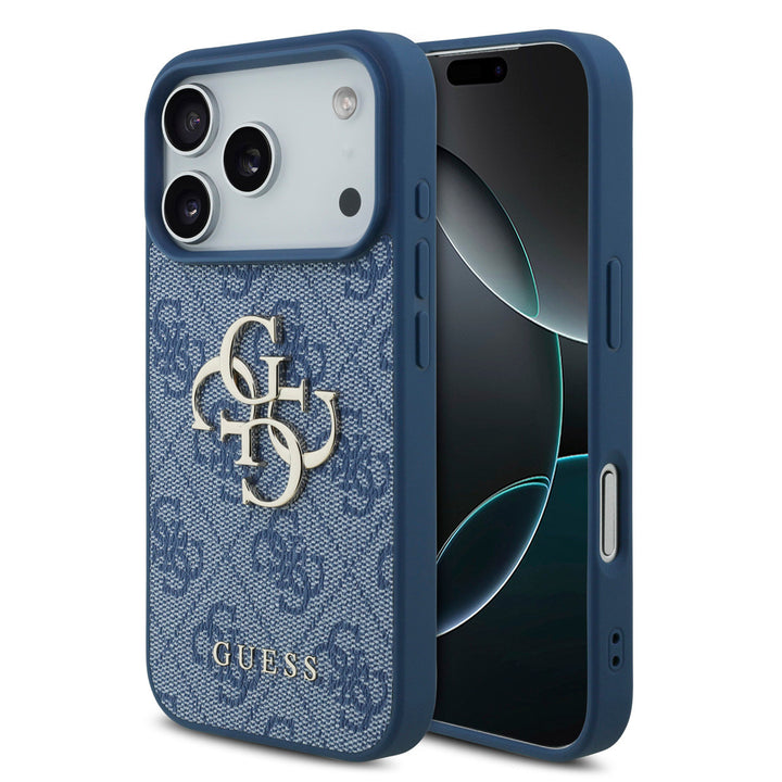 Guess iPhone 17 Pro Backcover hoesje - 4G - Big Metal Logo - Blauw-Hoesjes-Ilumina Benelux