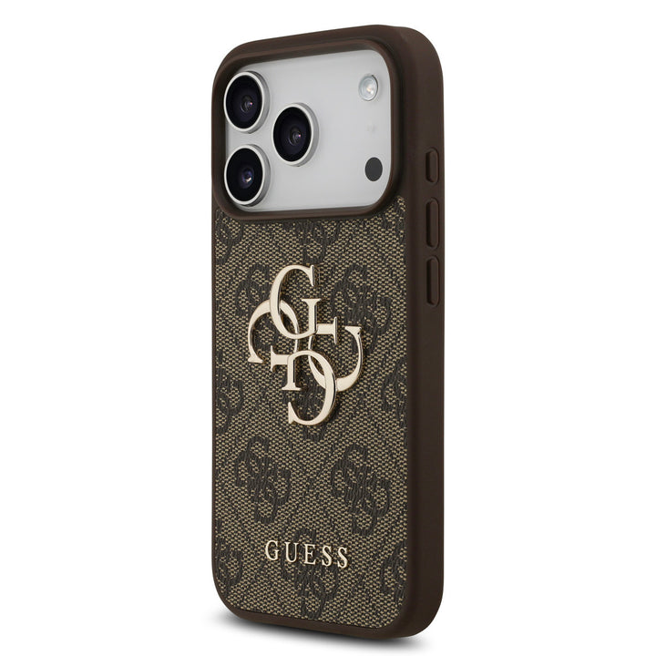 Guess iPhone 17 Pro Backcover hoesje - 4G - Big Metal Logo - Bruin-Hoesjes-Ilumina Benelux