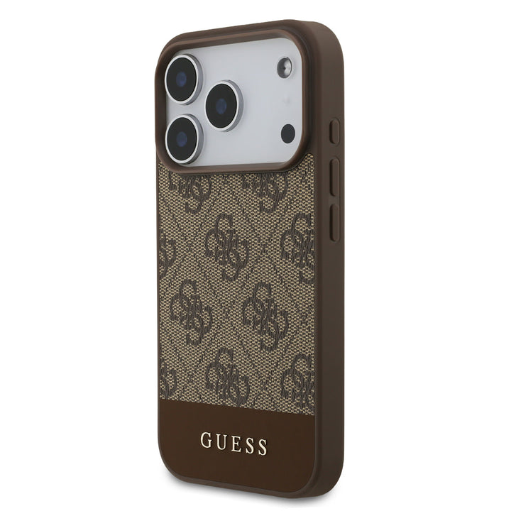 Guess iPhone 17 Pro Backcover hoesje - 4G Bottom Stripe - Bruin-Hoesjes-Ilumina Benelux
