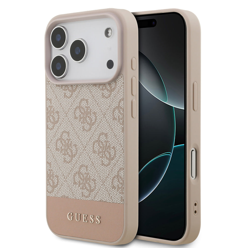 Guess iPhone 17 Pro Backcover hoesje - 4G Bottom Stripe - Roze-Hoesjes-Ilumina Benelux