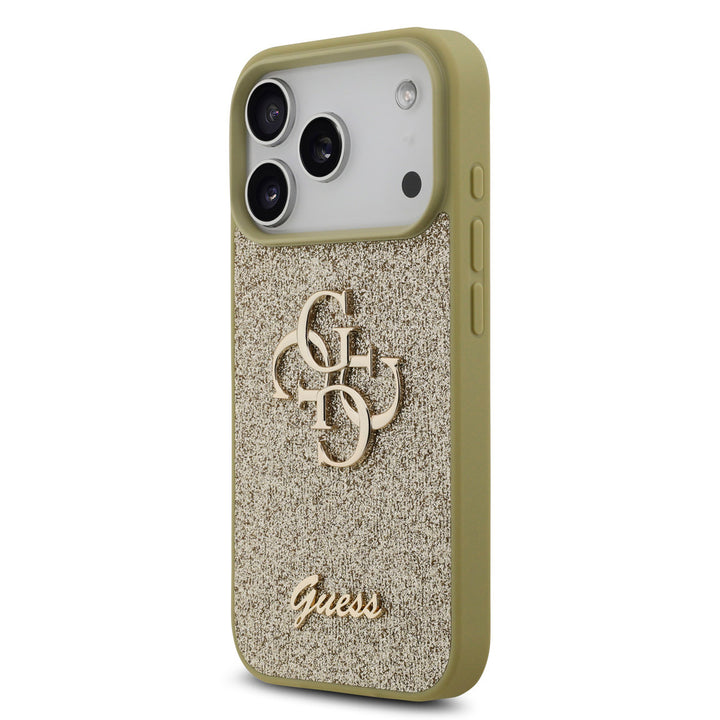 Guess iPhone 17 Pro Backcover hoesje - Big 4G - Fixed Glitter - Goud-Hoesjes-Ilumina Benelux
