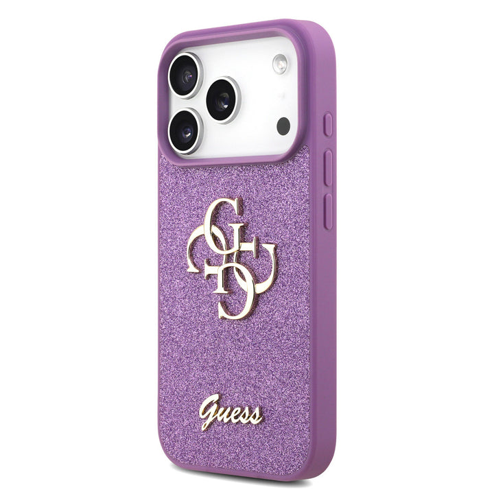Guess iPhone 17 Pro Backcover hoesje - Big 4G - Fixed Glitter - Lila-Hoesjes-Ilumina Benelux