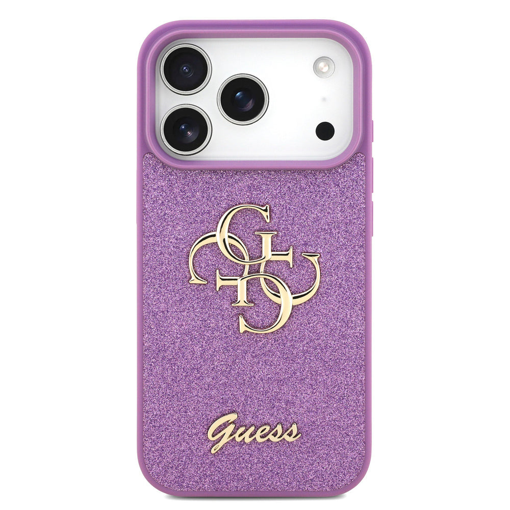 Guess iPhone 17 Pro Backcover hoesje - Big 4G - Fixed Glitter - Lila-Hoesjes-Ilumina Benelux