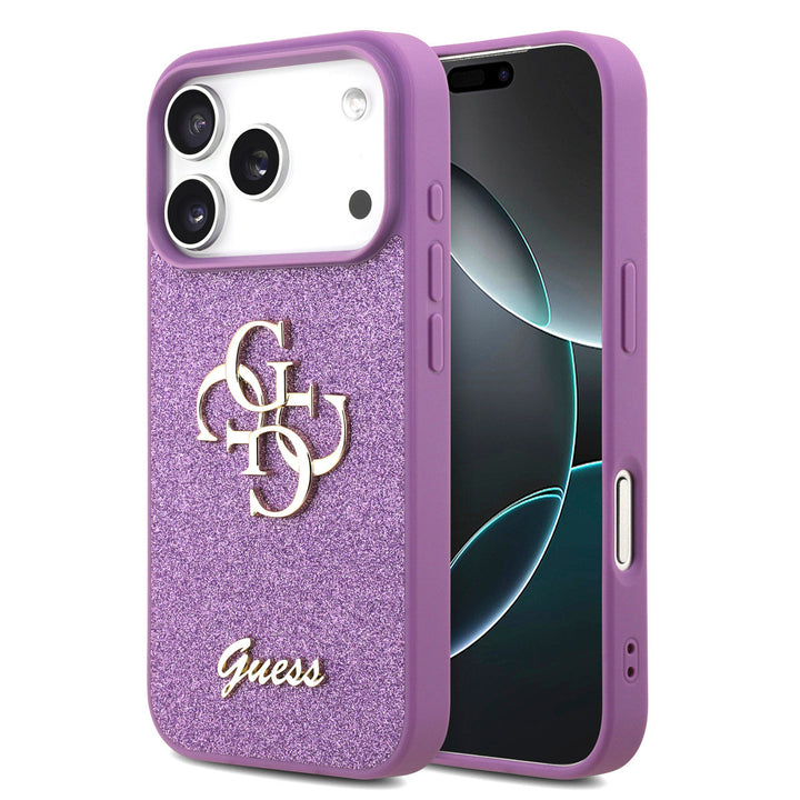 Guess iPhone 17 Pro Backcover hoesje - Big 4G - Fixed Glitter - Lila-Hoesjes-Ilumina Benelux