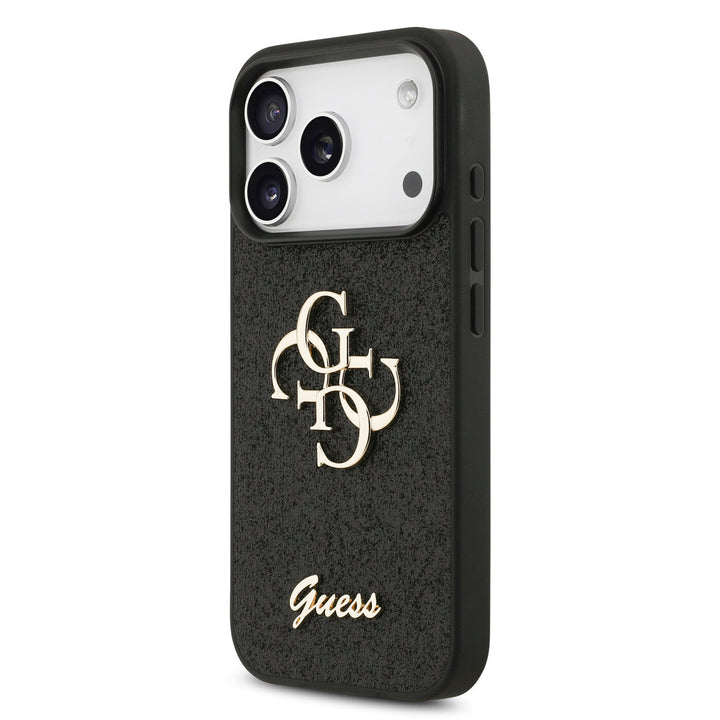 Guess iPhone 17 Pro Backcover hoesje - Big 4G - Fixed Glitter - Zwart-Hoesjes-Ilumina Benelux