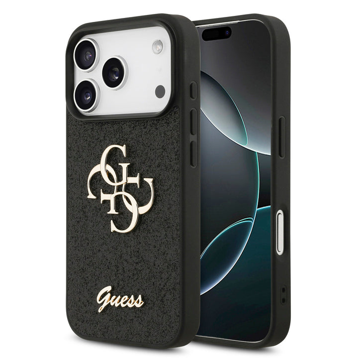 Guess iPhone 17 Pro Backcover hoesje - Big 4G - Fixed Glitter - Zwart-Hoesjes-Ilumina Benelux