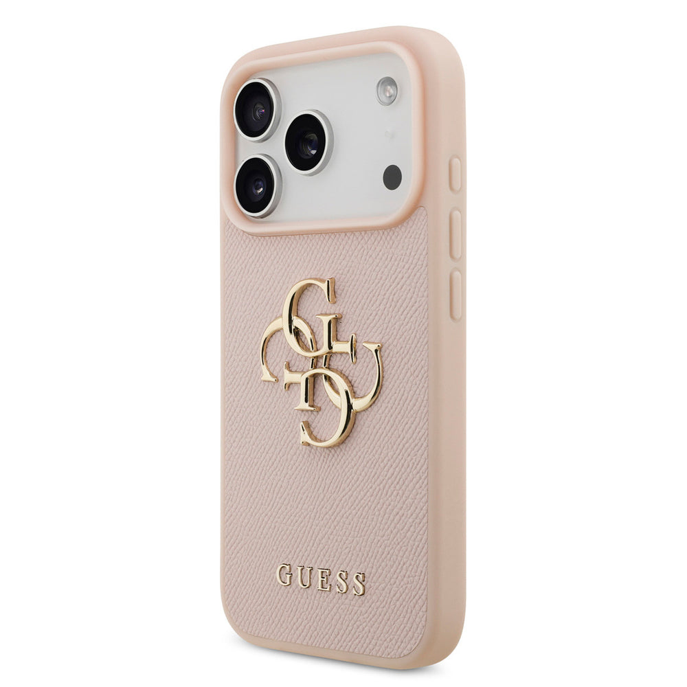 Guess iPhone 17 Pro Backcover hoesje - Grained - Big 4G Logo - Roze-Hoesjes-Ilumina Benelux