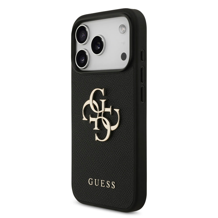 Guess iPhone 17 Pro Backcover hoesje - Grained - Big 4G Logo - Zwart-Hoesjes-Ilumina Benelux
