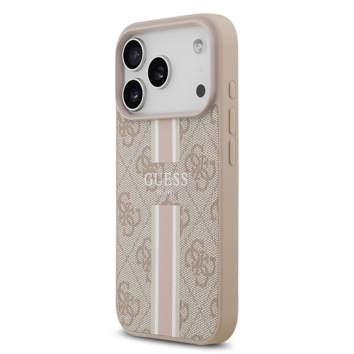 Guess iPhone 17 Pro Backcover hoesje - MagSafe - 4G Printed Stripes - Roze-Hoesjes-Ilumina Benelux