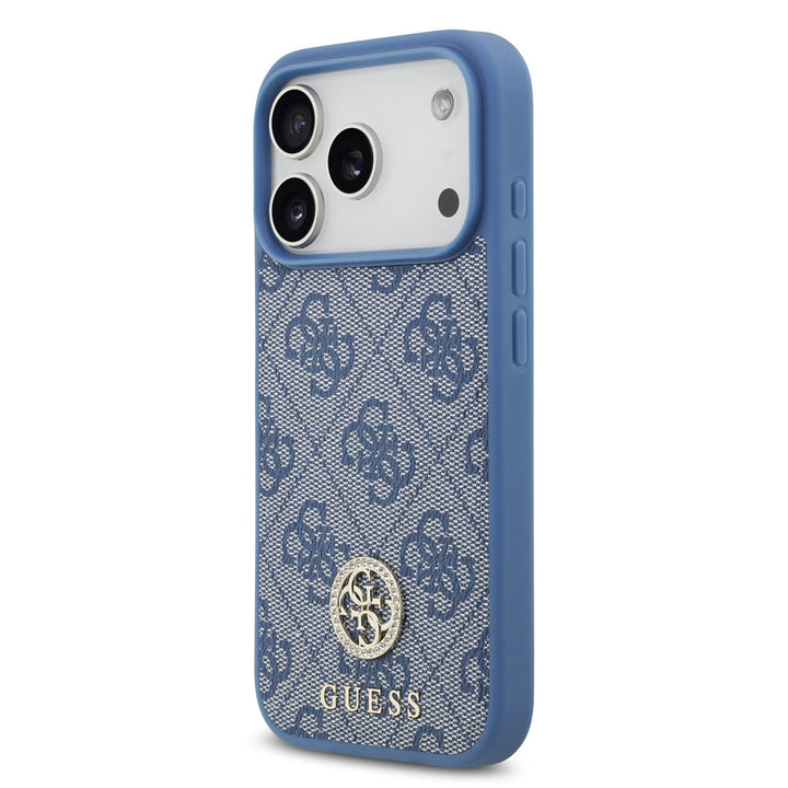 Guess iPhone 17 Pro Backcover hoesje - MagSafe - 4G Strass Logo - Blauw-Hoesjes-Ilumina Benelux