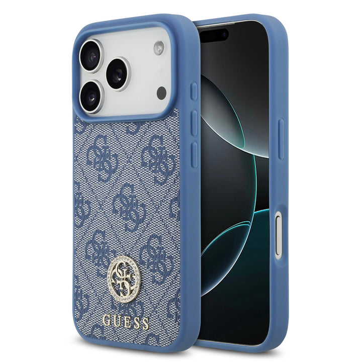 Guess iPhone 17 Pro Backcover hoesje - MagSafe - 4G Strass Logo - Blauw-Hoesjes-Ilumina Benelux