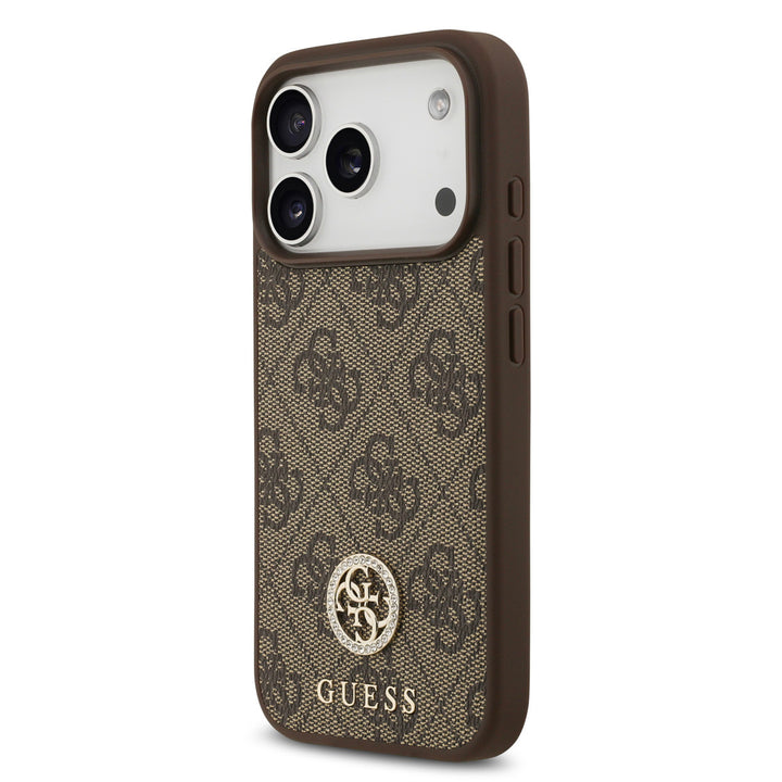 Guess iPhone 17 Pro Backcover hoesje - MagSafe - 4G Strass Logo - Bruin-Hoesjes-Ilumina Benelux