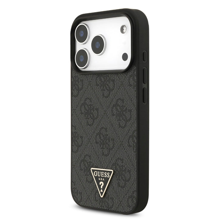 Guess iPhone 17 Pro Backcover hoesje - MagSafe - 4G Triangle Logo - Pearl Strap - Zwart-Hoesjes-Ilumina Benelux