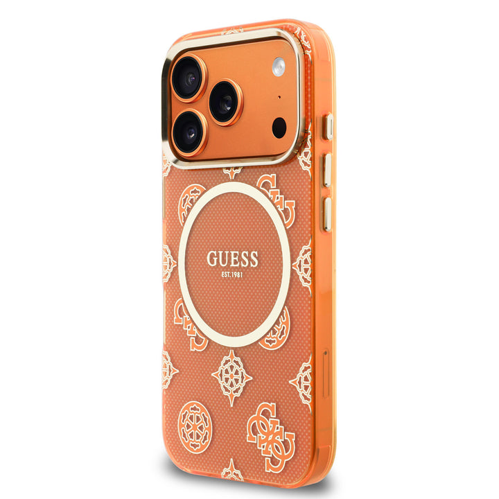 Guess iPhone 17 Pro Backcover hoesje - MagSafe - IML Peony Dot - Oranje-Hoesjes-Ilumina Benelux