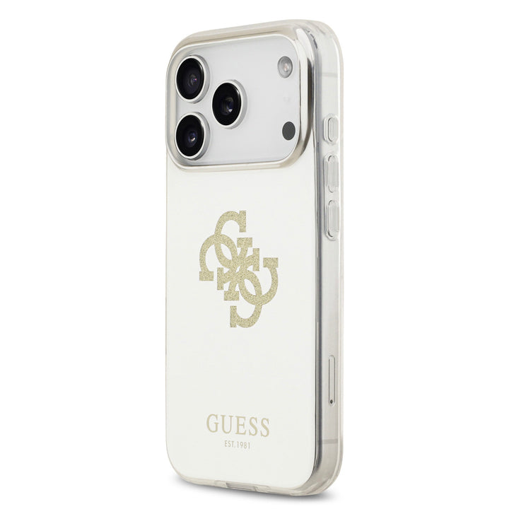 Guess iPhone 17 Pro Backcover hoesje - MagSafe - Mirror Case With Big 4G Glittern Logo - Goud-Hoesjes-Ilumina Benelux