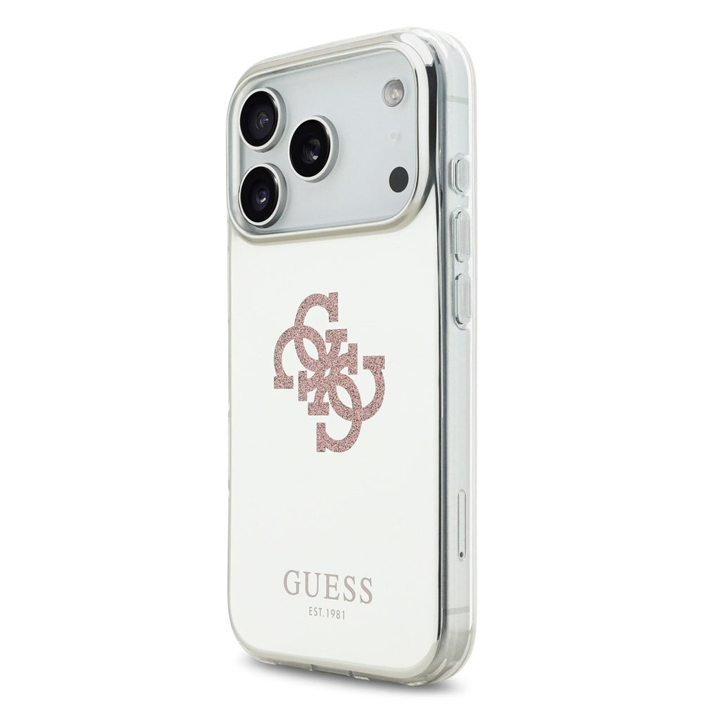 Guess iPhone 17 Pro Backcover hoesje - MagSafe - Mirror Case With Big 4G Glittern Logo - Roze-Hoesjes-Ilumina Benelux